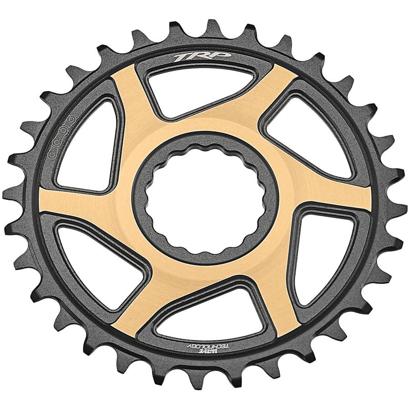 TRP CR-M9050 Boost Direct Mount Chainring – 34t 12-Speed CINCH Mount 3mm Offset 7075-T6 Aluminum Sandblasted BLK/Gold