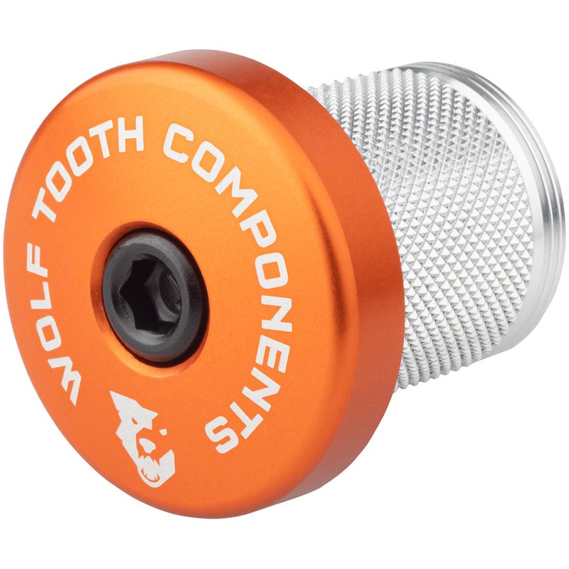 Wolf Tooth Compression Plug with Integrated Spacer Stem Cap Orange