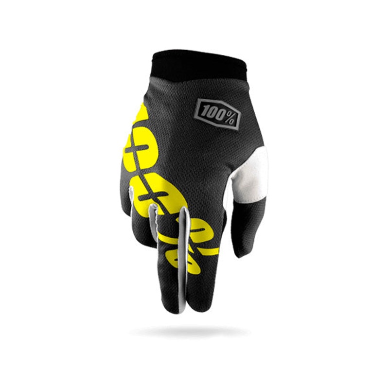 100% ITrack BMX Race Gloves-Black/Neon Yellow