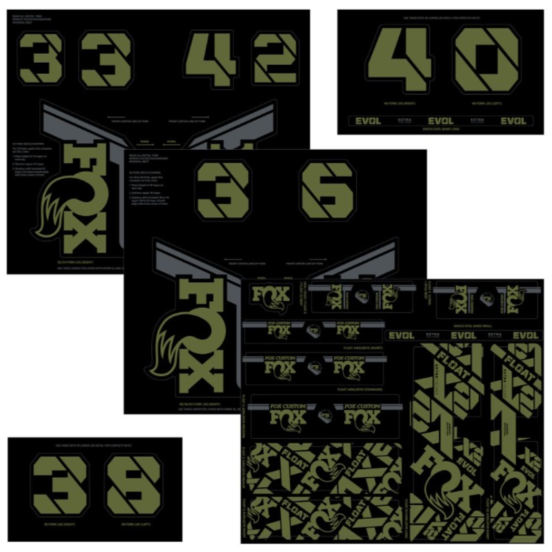 Fox Suspension Fork and Shock AM Custom Decal Kit – Olive Drab