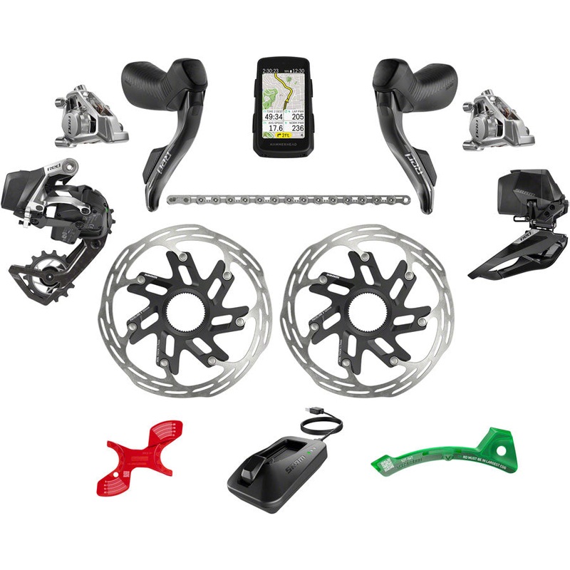 SRAM Red eTap AXS Road Groupset – 2×12-Speed HRD Shift/Brake Levers FM Calipers CL Rotors Chain F/R Derailleurs Hammerhead Karoo E1