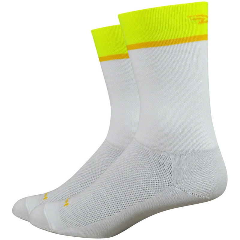 DeFeet Aireator Team Socks – 6″ White/Hi-Vis Small