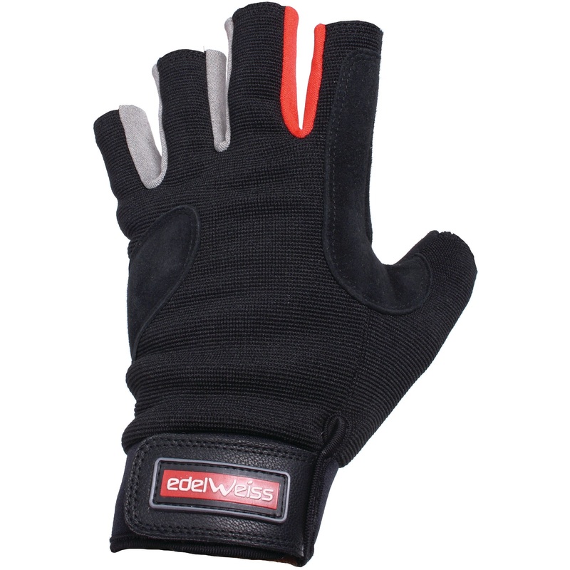 Edelweiss Fingerless Leather Gloves – Durable, Abrasion-Resistant Cycling Gloves for Belay, Rappel & Via Ferrata, Stylish & Flexible Fit