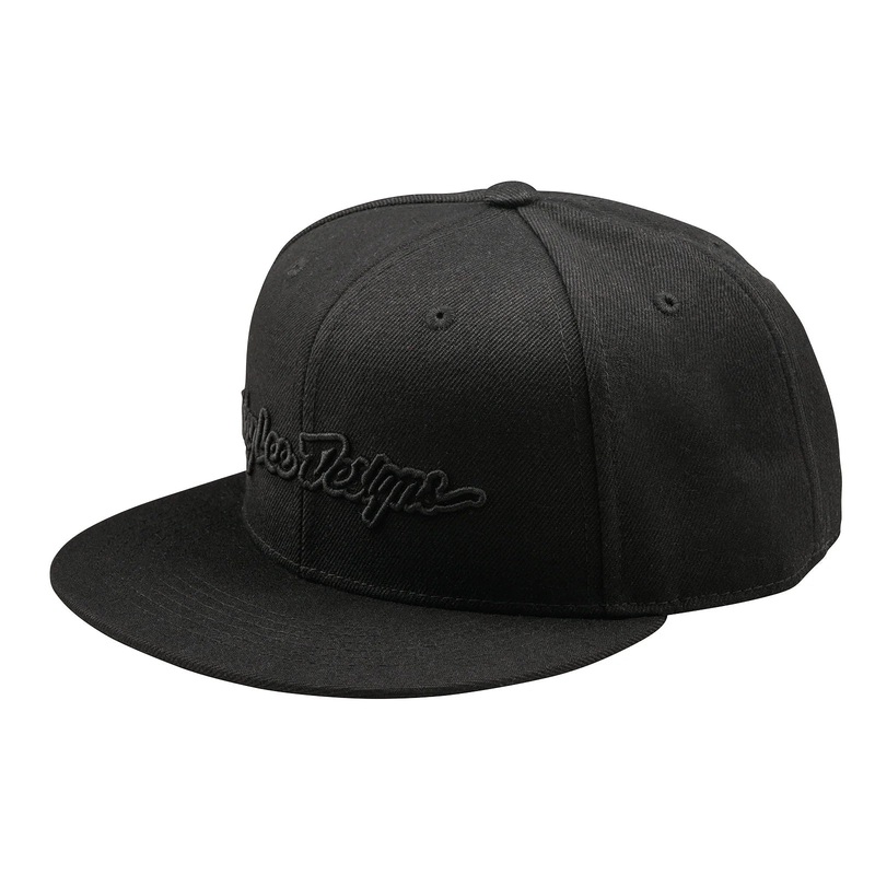 Troy Lee Designs Signature Flat Bill Snapback Hat – Black-Black