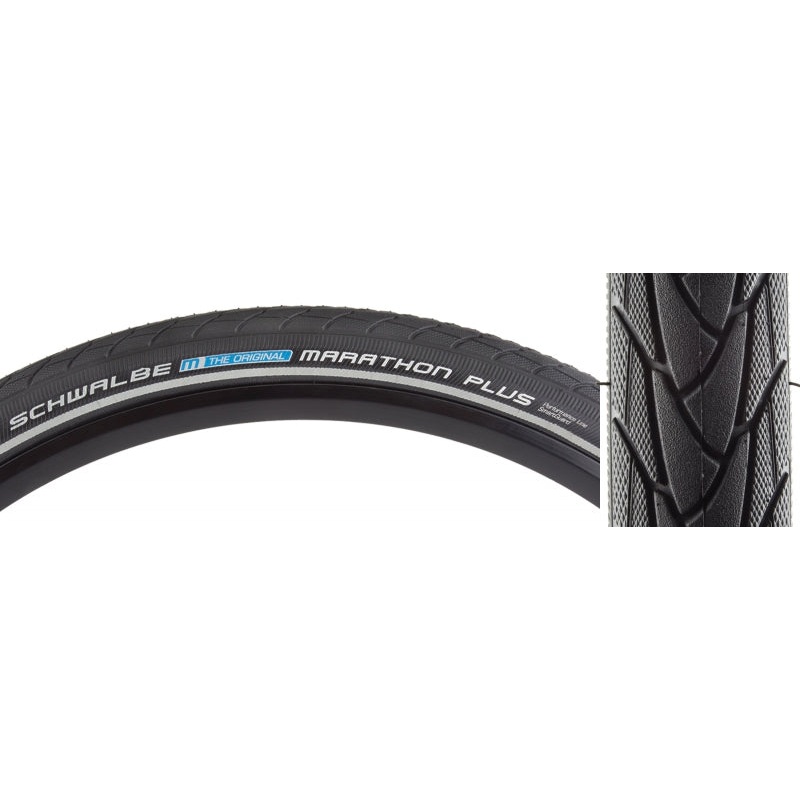 Schwalbe Marathon Plus Tire – 700 x 32 Clincher Wire BLK/Reflective Performance Line