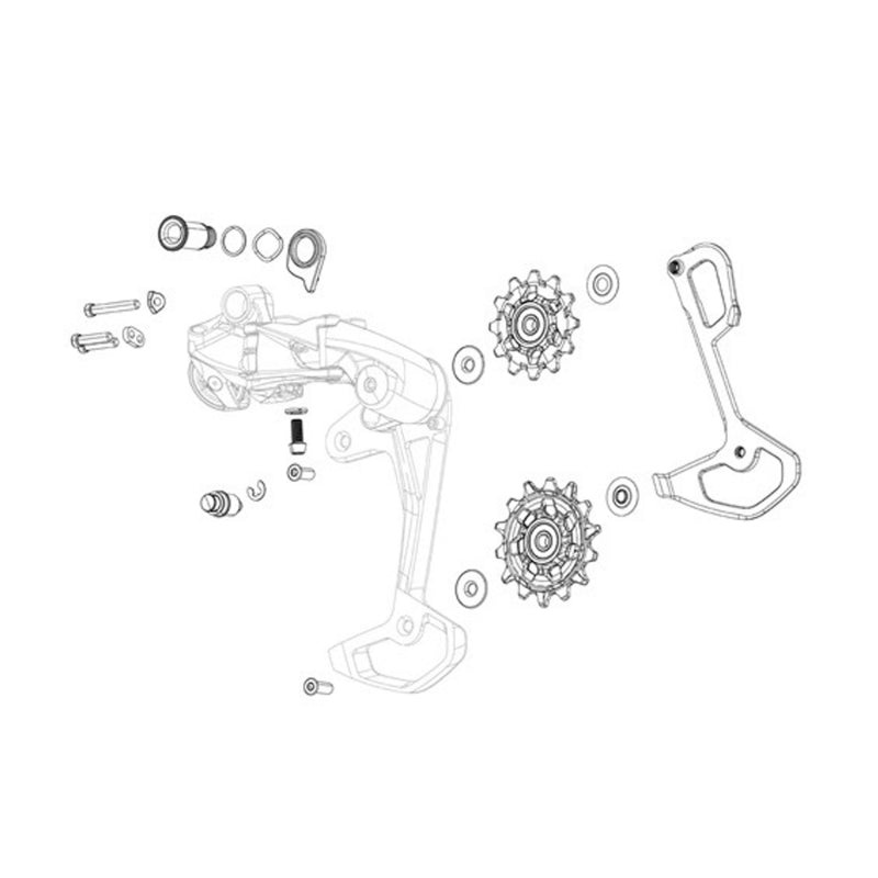 SRAM XX Eagle T-Type AXS Rear Derailleur Cover Kit – Upper Lower Outer Link Bushings Includes Bolts