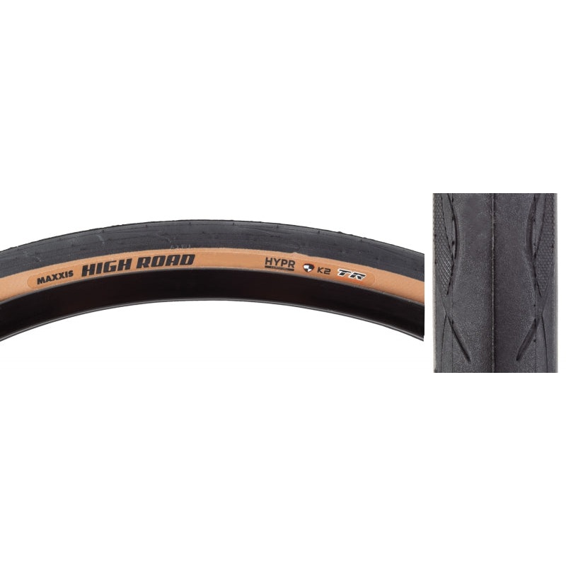 Maxxis High Road Tire – 700 x 28 Tubeless Folding BLK/Tan HYPR K2 Protection