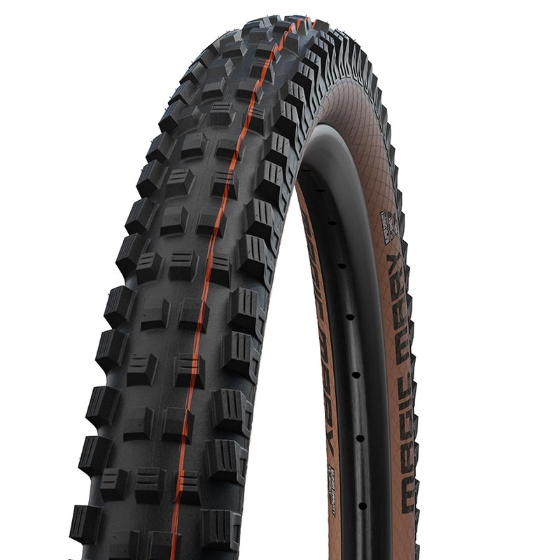 Schwalbe Magic Mary Tire – 29 x 2.4 Tubeless Folding BLK/Bronze Evolution Line Super Gravity Addix Soft