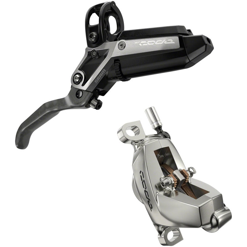SRAM Code Ultimate Stealth Disc Brake and Lever – Rear, Post Mount, 4-Piston, Carbon Lever, Titanium Hardware,