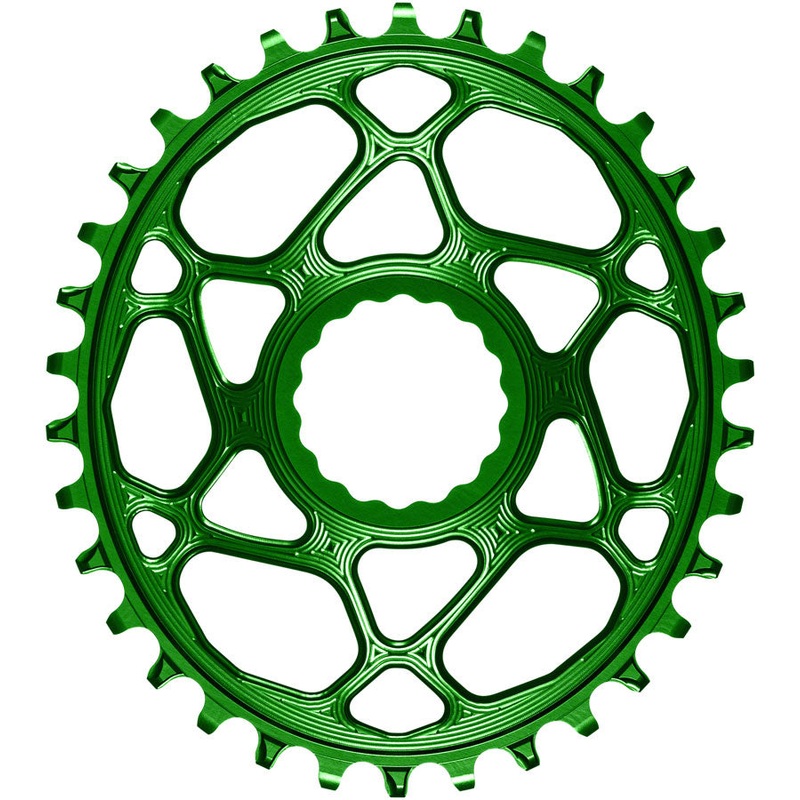 absoluteBLACK Oval Narrow-Wide Direct Mount Chainring – 34t CINCH Direct Mount 3mm Offset Green