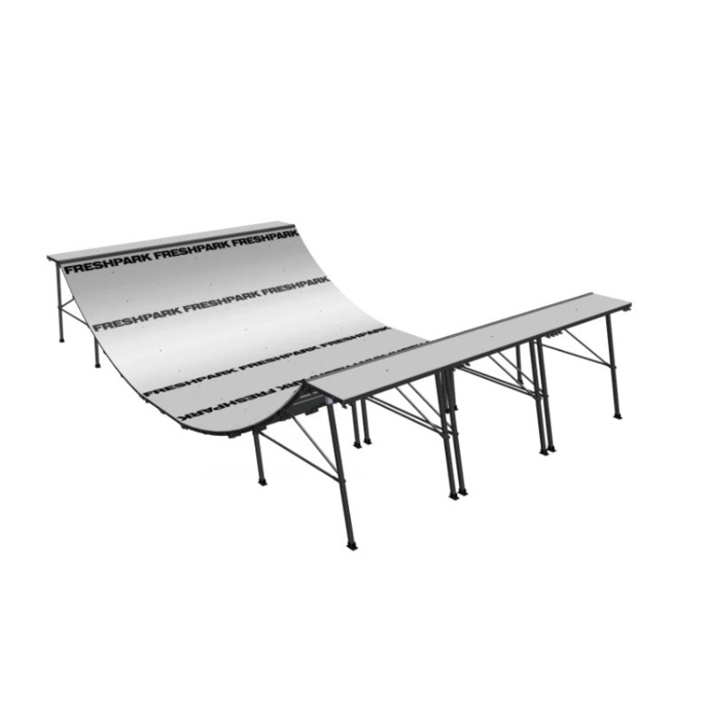 FRESHPARK 19’6″L x 12’W x 4’H Half Pipe Mini Ramp