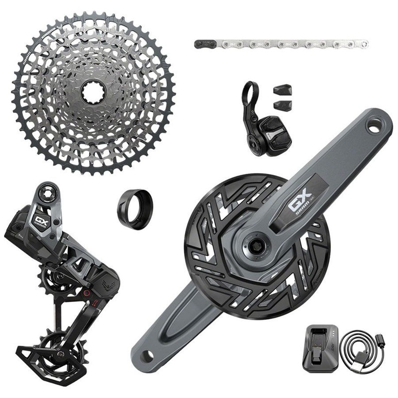 SRAM GX Eagle T-Type Ebike AXS Groupset – 160mm ISIS Crank Arms for Bosch, 36T Ring/Clip-On Guard, Derailleur, Shifter, 10-52t Cassette