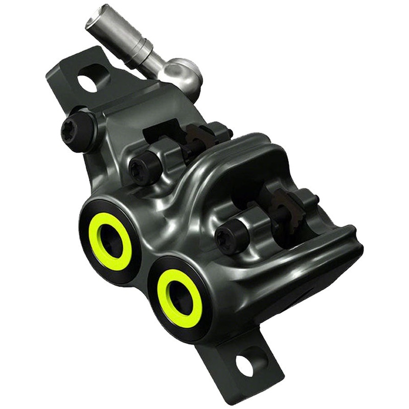 Magura MT7 Disc Brake Caliper – Front or Rear, Post Mount, 4-Piston, Gray/Yellow