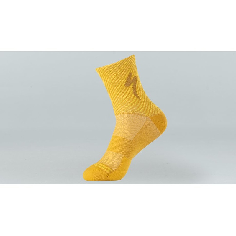 Specialized soft air mid sock brassy yellow/golden yellow stripe m