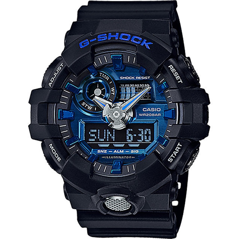 G-Shock GA710-1A2 Garish Matte Black & Blue Watch
