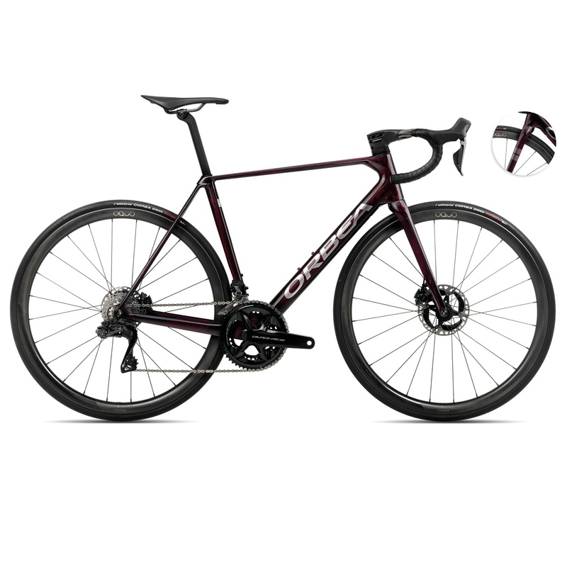 2025 Orbea ORCA M10iLTD PWR Racing ROAD BIKE – 47cm, Wine Red Carbon View-Titanium (Gloss)