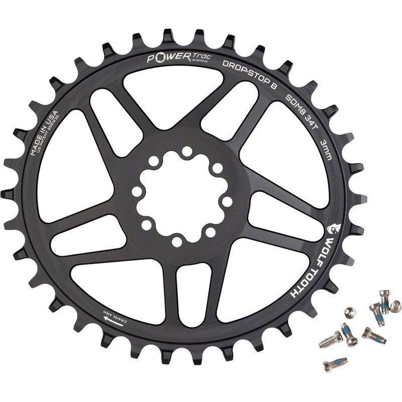 Wolf Tooth Elliptical Direct Mount Chainring – 34t SRAM Direct Mount Drop-Stop B For SRAM 8-Bolt Cranksets 3mm Offset Black
