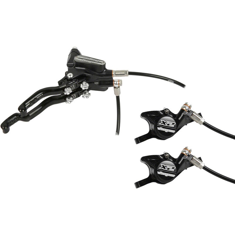 Hope Tech 3 X2 Duo Disc Brake and Lever – Left Hand, Front and Rear, Hydraulic, Post Mount, Black