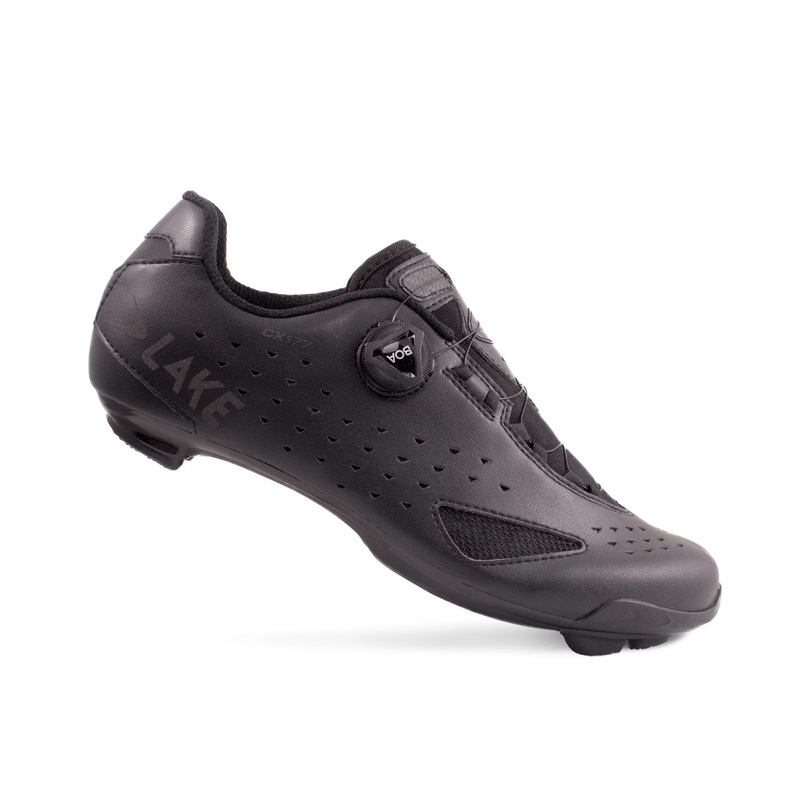 Lake CX177 Road Shoe – Wide – Black-Black Reflective