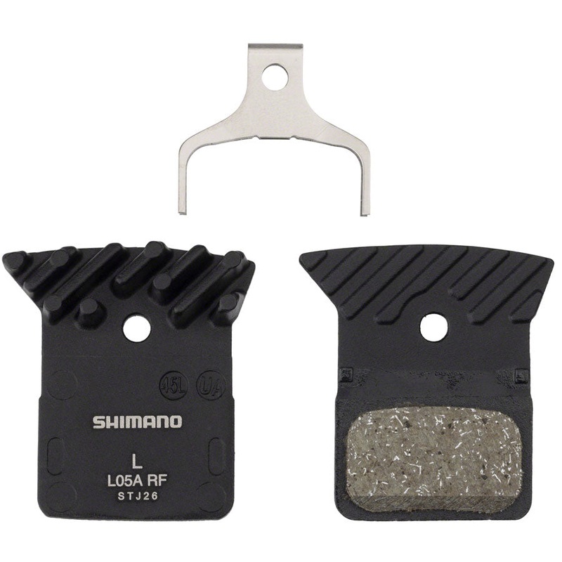 Shimano L05A-RF Disc Brake Pad and Spring – Resin Compound, Finned Alloy Back Plate, One Pair