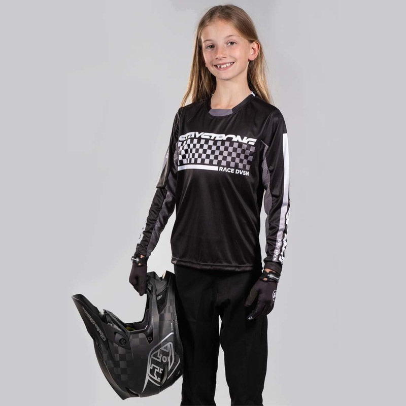 Stay Strong Youth Checker Race Jersey – Black