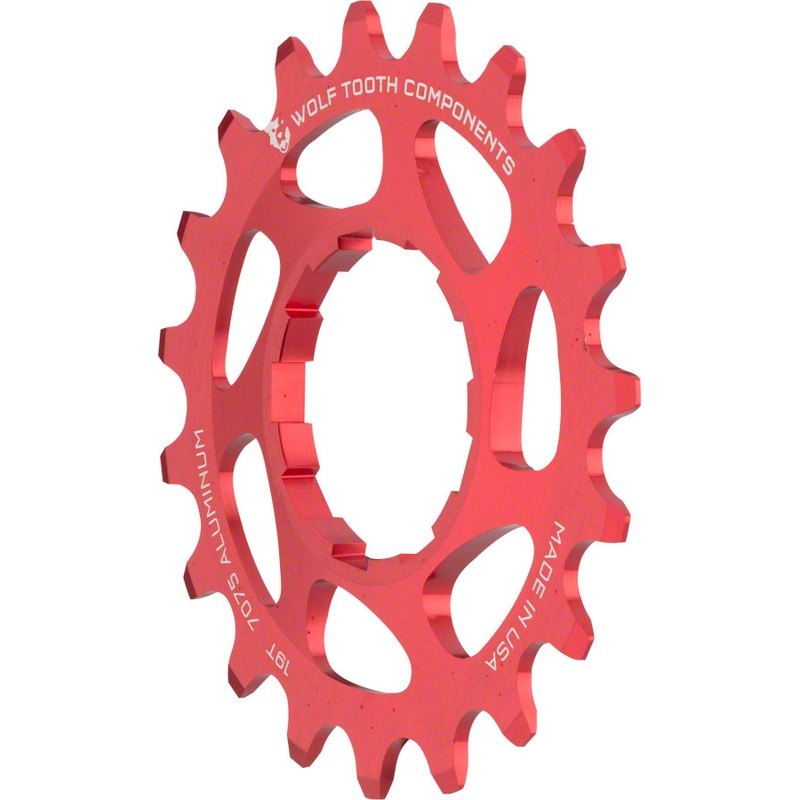 Wolf Tooth Single Speed Aluminum Cog – 19t Compatible with 3/32″ Chains Red