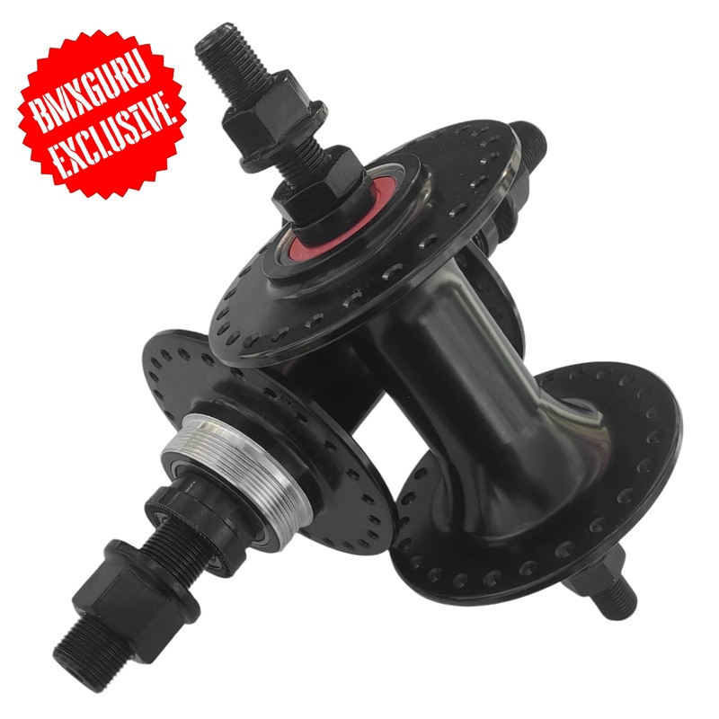 Retro Sealed High Flange Freestyle BMX Hubset – 48h – 3/8″F-14mmR – Flip-Flop – Black