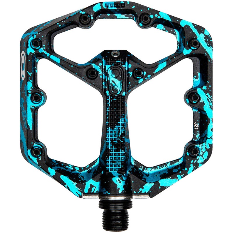 Crank Brothers Stamp 7 Pedals – Platform, Aluminum, 9/16″, Limited Edition, Splatter Paint Blue, Small