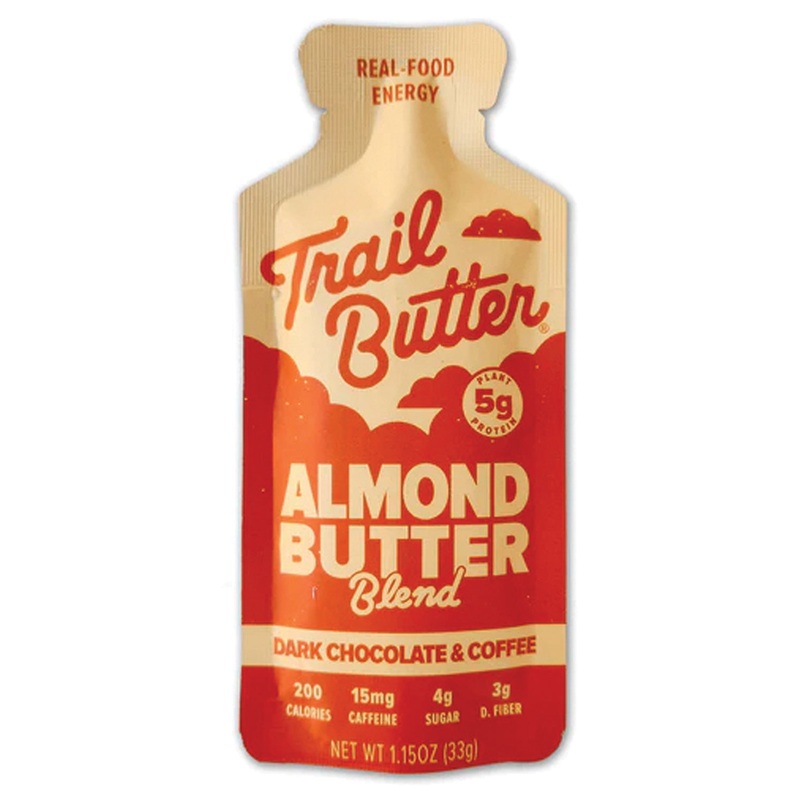 Trail Butter Dark Chocolate and Coffee Almond Butter 1.15 oz – Energizing Nut Butter Snack Pack of  12