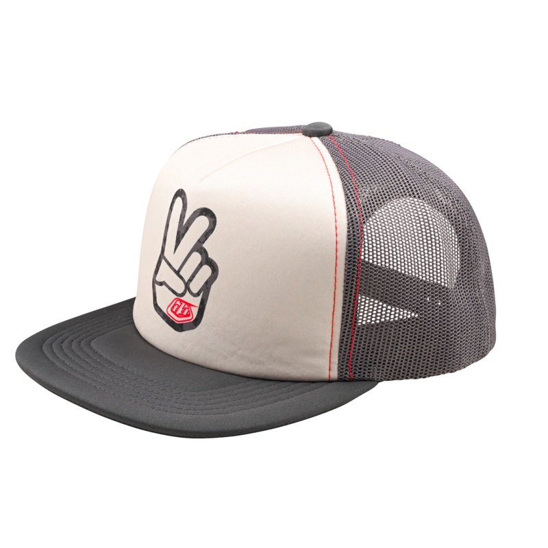 Troy Lee Peace Out Trucker Snapback Hat-OSFM-Vintage White/Carbon
