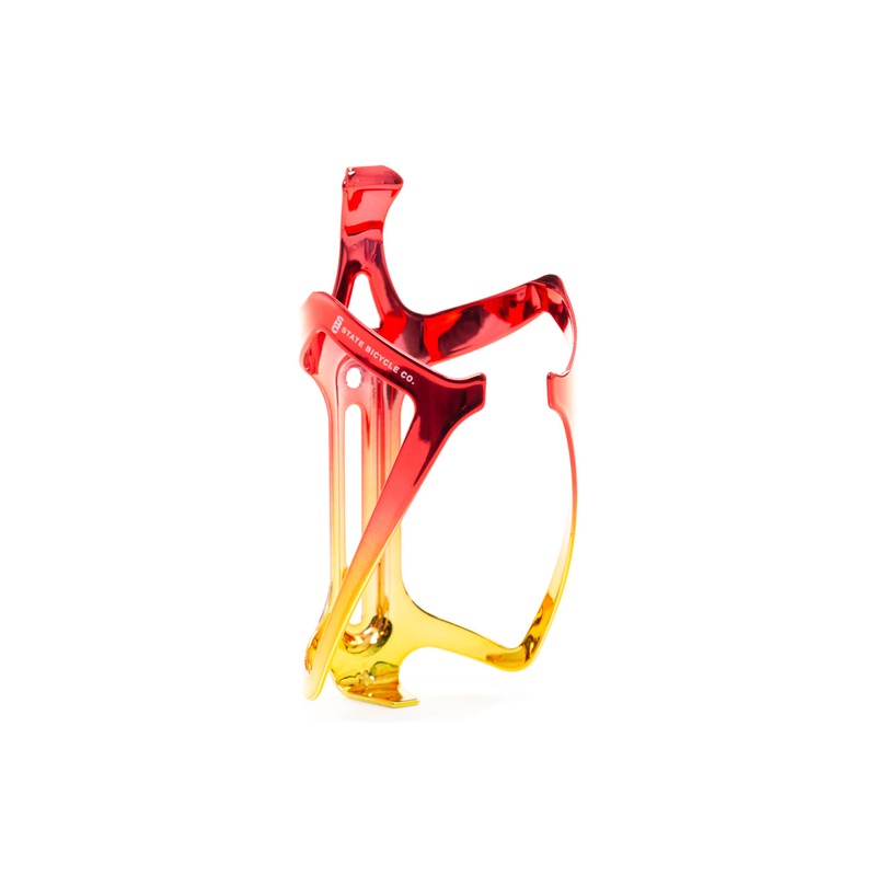 State Bicycle Co. – Metallic Series Bottle Cage – “Mr. Stark” (Red / Gold)