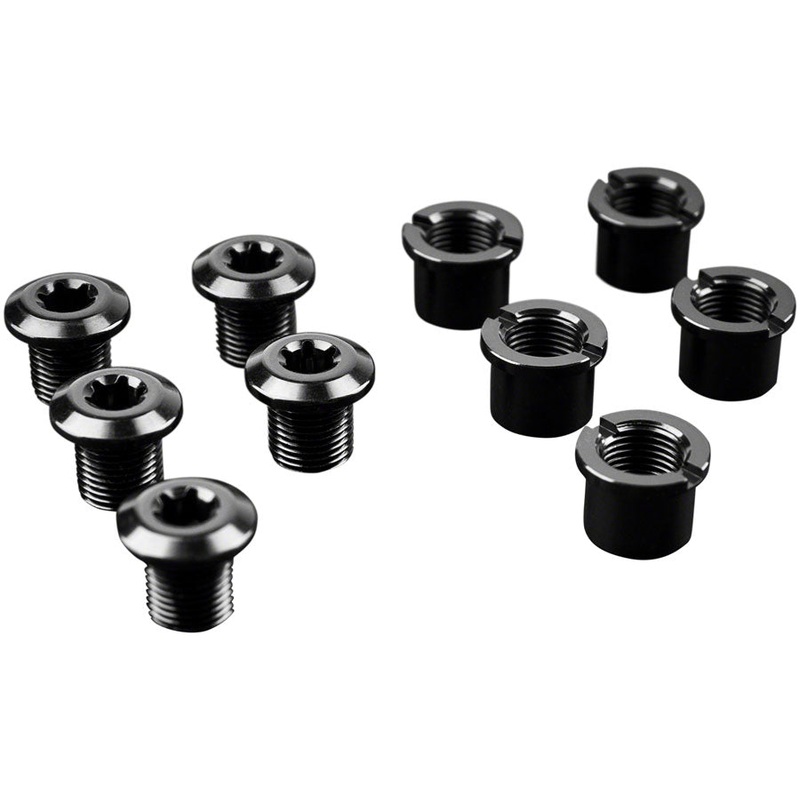 absoluteBLACK Chainring Bolt Set – Long Bolts and Nuts, Set of 5, Black