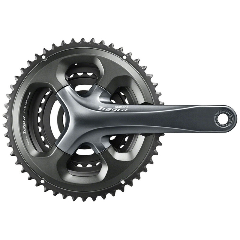 Shimano Tiagra FC-4703 Crankset – 165mm, 10-Speed, 50/39/30t, 110/74 Asymmetric BCD, Hollowtech II Spindle Interface, Gray
