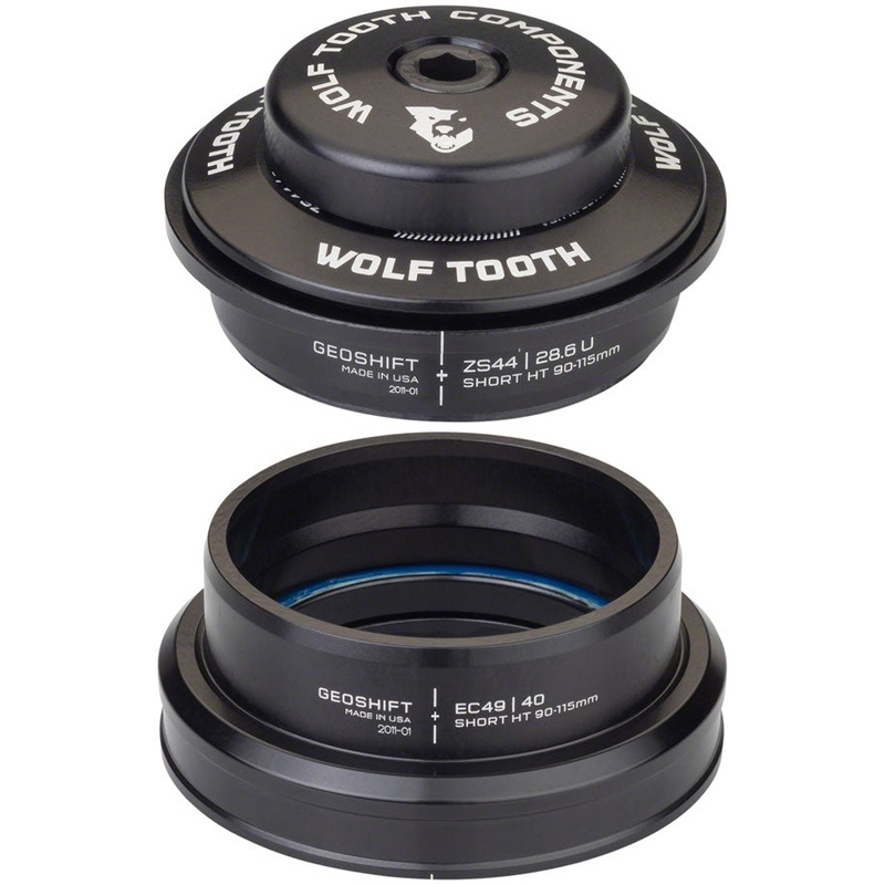 Wolf Tooth GeoShift Performance Angle Headset – 1 Deg, Short, ZS44/EC49, Black