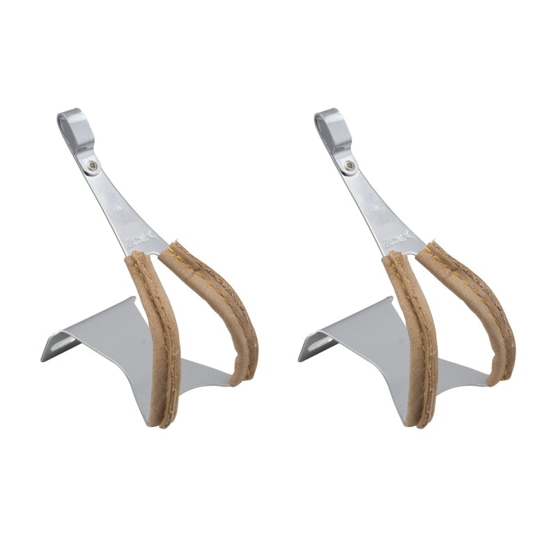MKS Toe Clips with Leather Steel-Med