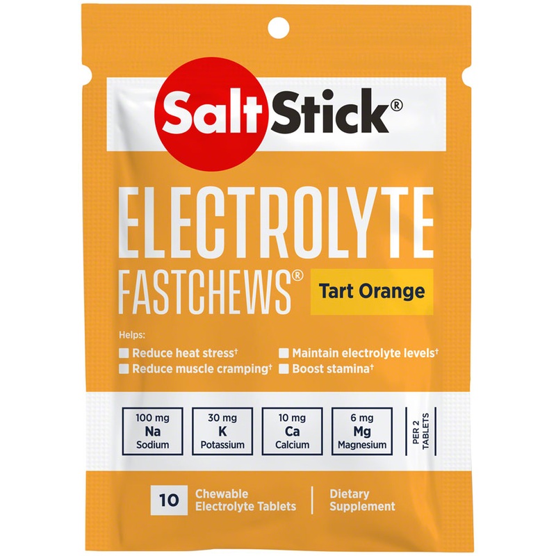Saltstick Fastchews Chewable Electrolyte tablets POP: Box of 12 Packets, Orange