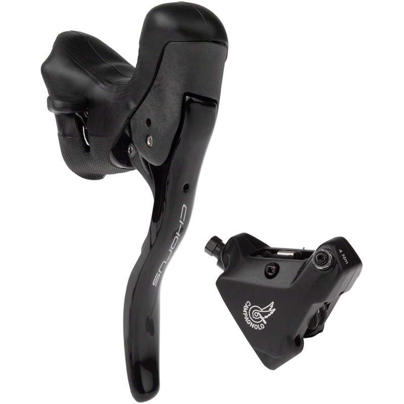 Campagnolo Chorus Ergopower Hydraulic Brake/Shift Lever and Disc Caliper – Left/Front, 12-Speed, 140mm Flat Mount Caliper, Black