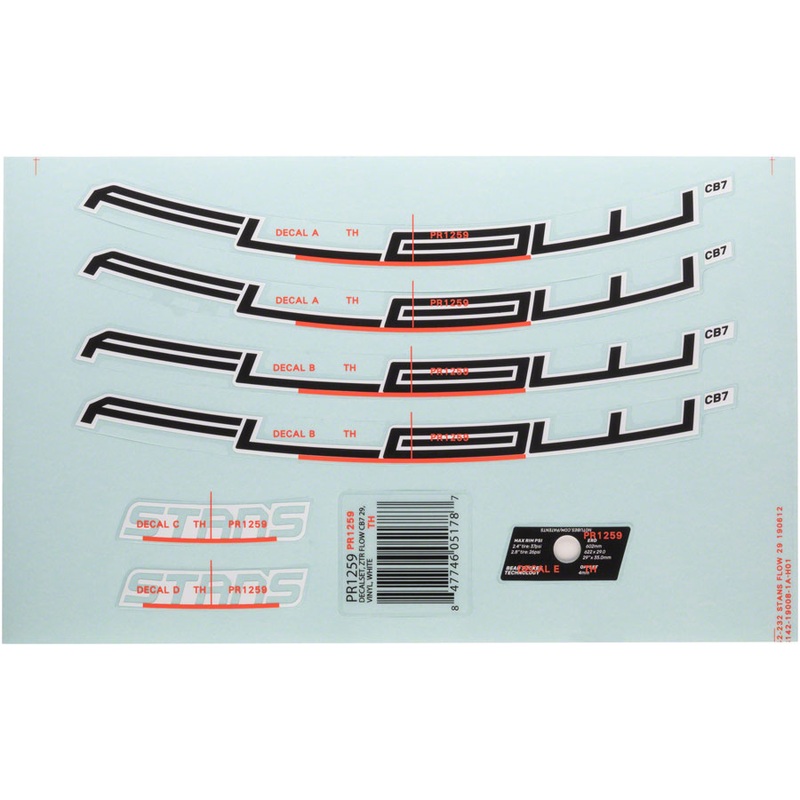 Stans No Tubes Flow CB7 Rim Decal – 29″ White Set